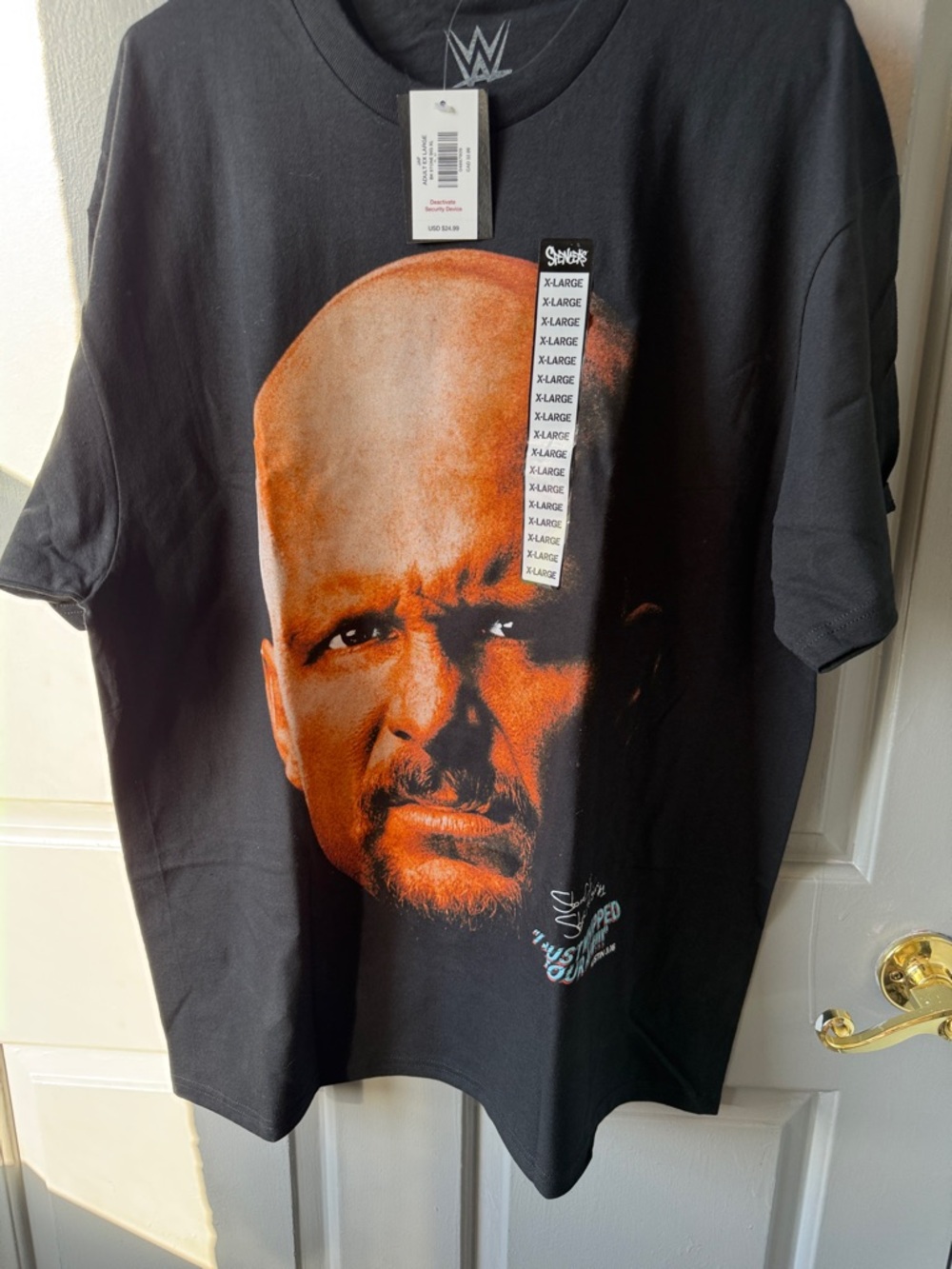 WWE Black Graphic Tee with Orange Face Print - Picture 4 of 5